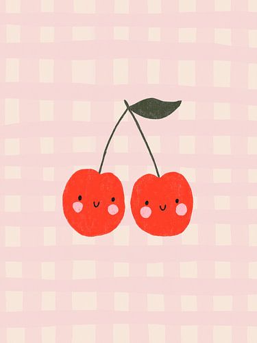 Süße, lächelnde Kirschen – Verspielte Obstillustration