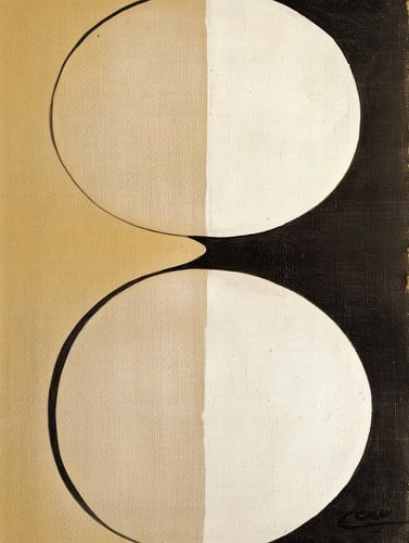 Moderner abstrakter Minimalismus in Gelb, Schwarz und Beige