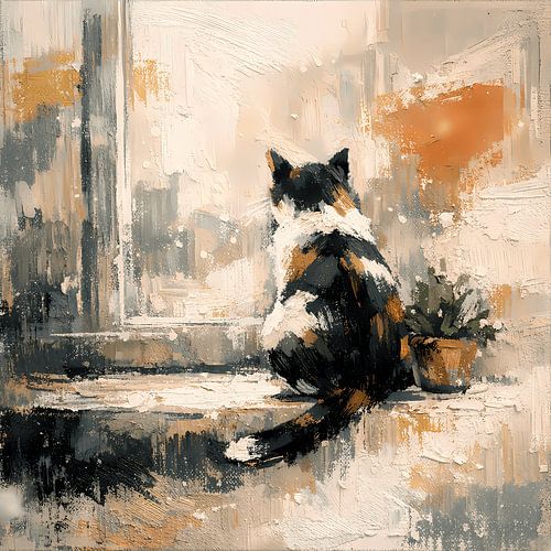 A cat's gaze in the window light