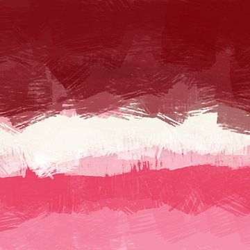 Meer kleur. Abstract landschap in roze, wit, rood. van Dina Dankers