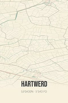 Vintage landkaart van Hartwerd (Fryslan) van Rezona
