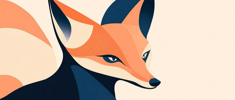 Vos in moderne grafische stijl - kleurrijk en elegant van Poster Art Shop