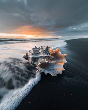 Fonkelende schelp op de kust van fernlichtsicht