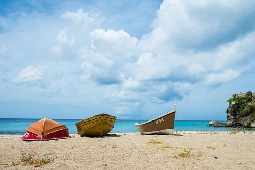 Little boats at the beach at Curacao