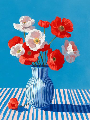 Entre rayures et rouge florissant