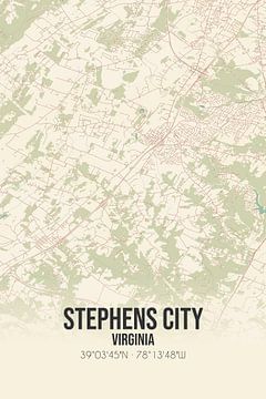 Carte ancienne de Stephens City (Virginie), USA. sur Rezona