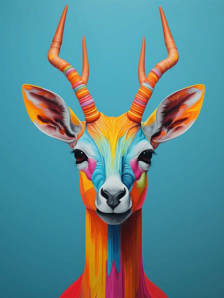 Unique animal portrait | deer | colourful by Eva Lee