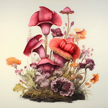 mushrooms and flowers by haroulita