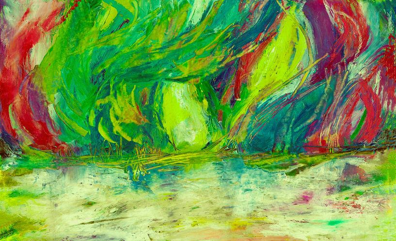 Impression des Nordlichts-1.  Ölkreide-Pastell handgemalt. von Ineke de Rijk