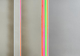 Cluster – Neon-Streifen-Poster in Grün, Gelb, Rosa und Orange von HouseHeart
