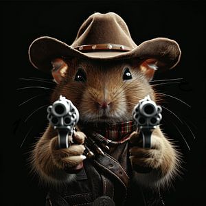 Cowboy-Hamster mit Gewehren