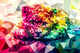 Portrait géométrique d'un léopard coloré sur Imperial Art House