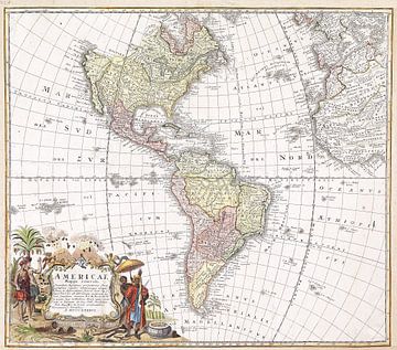 Kaart van Amerika 1746 van Atelier Liesjes