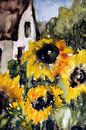 Sonnenblume mit Haus von Christine Nöhmeier Miniaturansicht