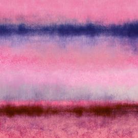 Paysage minimaliste abstrait et coloré en rose néon, bleu cobalt et orange brûlé sur Dina Dankers