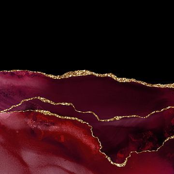 Burgundy & Gold Agate Texture 07 by Aloke Design