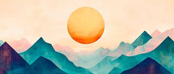 Lever de soleil sur des montagnes colorées sur Poster Art Shop
