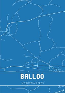 Blauwdruk | Landkaart | Balloo (Drenthe) van MijnStadsPoster