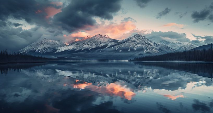 Abendlicher Blick auf den See von fernlichtsicht