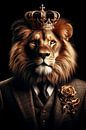 Lion in royal costume with gold flower and crown by Dutch Art Works thumbnail
