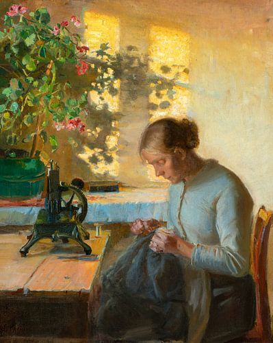 Anna Ancher, naaister-visservrouw, ca. 1890