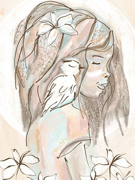 Mädchen und der Vogel l Kinderzimmer von YADE