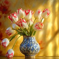 Bouquet de tulipes - nature morte - bleu de Delft