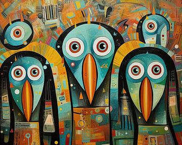 Painting Colourful Birds by ARTEO Paintings
