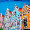 Chalets colorés à Aruba sur Happy Paintings / Renata Rolefes