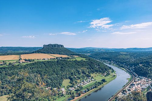 Uitzicht vanaf vesting Königstein over de Elbe