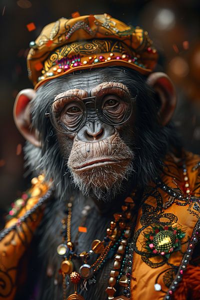 Singe amusant anniversaire dans le style disco des années 60 par Poster Art Shop