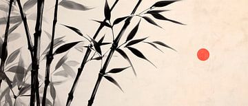 Bamboe landschap met rode stip van Poster Art Shop