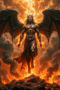 Dark Fantasy Art Wandbild: ZEVARIEL - Der Antichrist mit Flügel eines Dämon