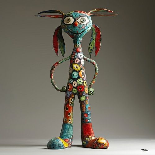 kleurig whimsical poppetje