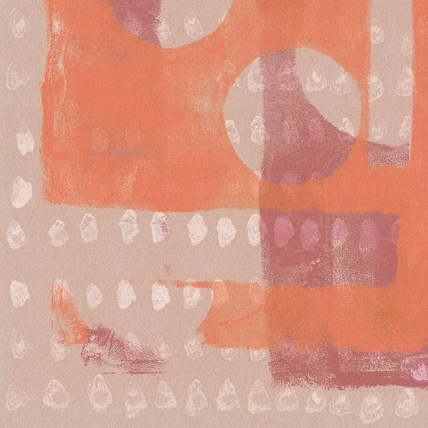 Abstract shapes in pink, purple, orange, beige and white II by Dina Dankers