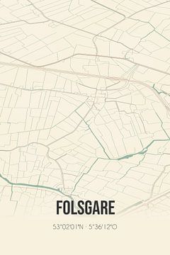 Vintage landkaart van Folsgare (Fryslan) van Rezona