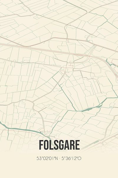 Alte Karte von Folsgare (Fryslan) von Ortsdrucke