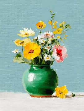 Vase mit Feldblumenstrauß