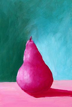 Roze peer acrylschilderij van Karen Kaspar