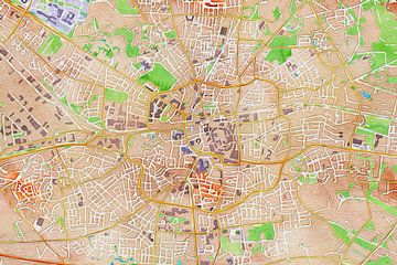 Kleurrijke kaart van Enschede van Maps Are Art