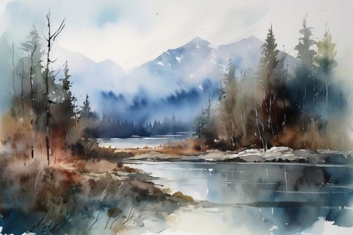 Watercolours Landscape Alaska