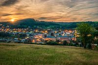 Stavelot bij zonsondergang