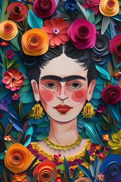 Frida - Schitterend papieren 3D-kunstwerk van Poster Art Shop
