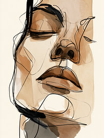 Résumé : Portrait au trait à l'aquarelle – Art féminin minimaliste pour un intérieur moderne sur SPEQ ART