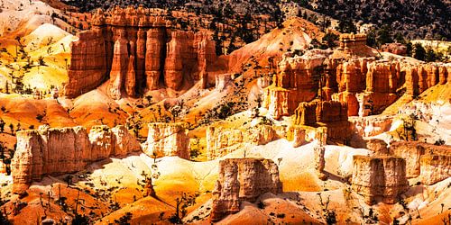 Panorama rotsnaalden in het grote erosie landschap Bryce Canyon National Park in Utah USA