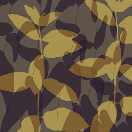 Blätter in Ocker und Taupe. Abstrakte botanische Kunst. von Dina Dankers