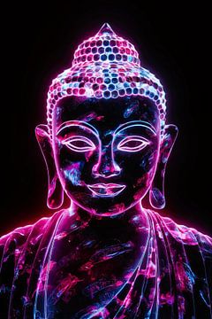 Neon Boeddha met levendige kleuren van Art & Soul Creations