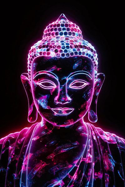 Neon Boeddha met levendige kleuren van Art & Soul Creations