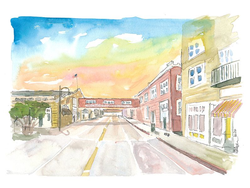 Zonsondergang op Cannery Row Monterey California van Markus Bleichner
