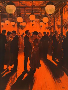 Art Deco Evening Club im Stil der 1930er Jahre - Vintage-Druck von Roger VDB